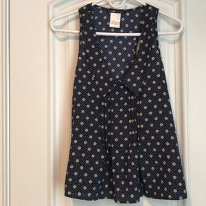 Navy/tan polka dot tank top